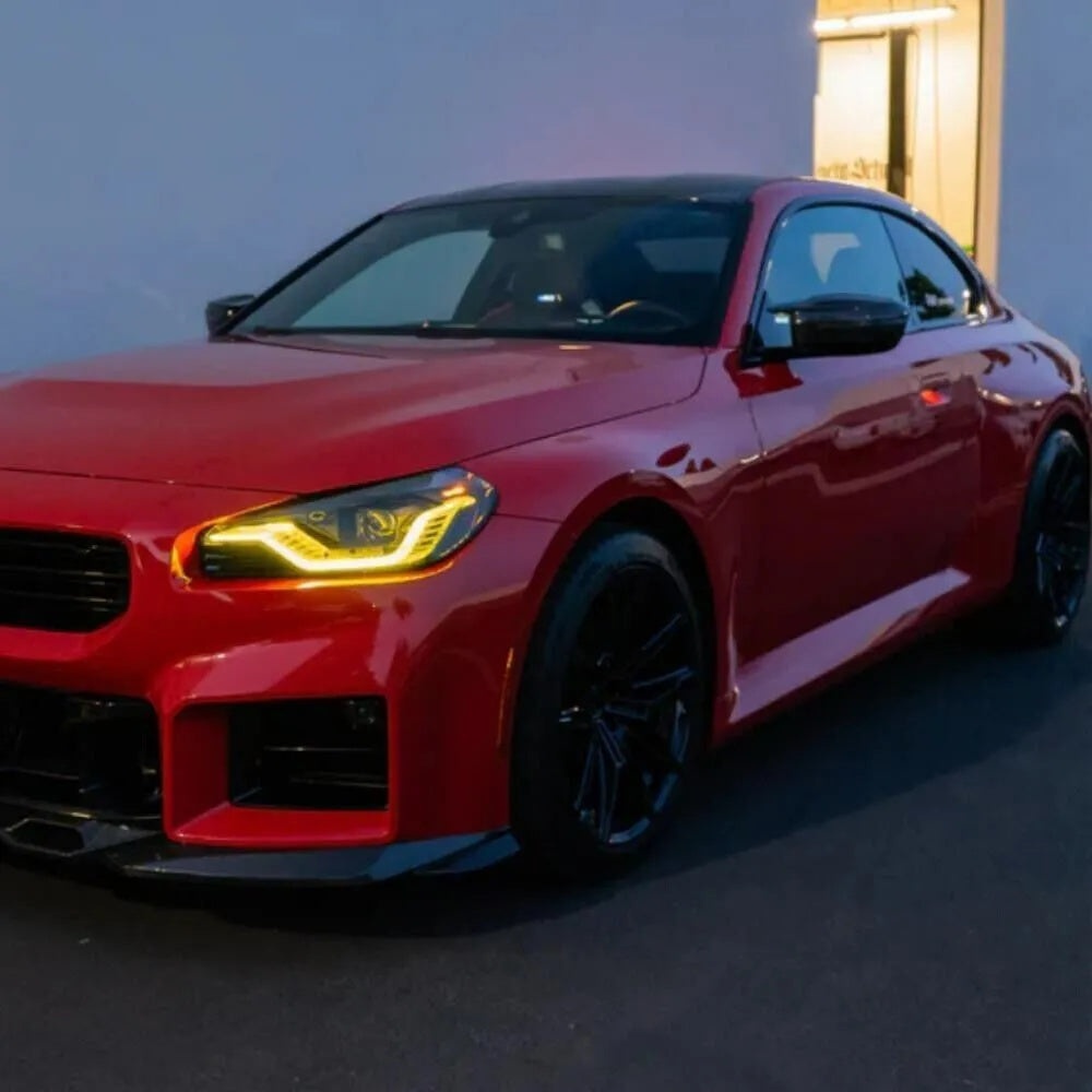 BMW G87 M2 YELLOW ADAPTIVE MODULE SET (2022+)-DRL-CT CARBON-CT Carbon - High-quality carbon fiber and gloss black aerodynamic parts for premium sports and luxury vehicles.