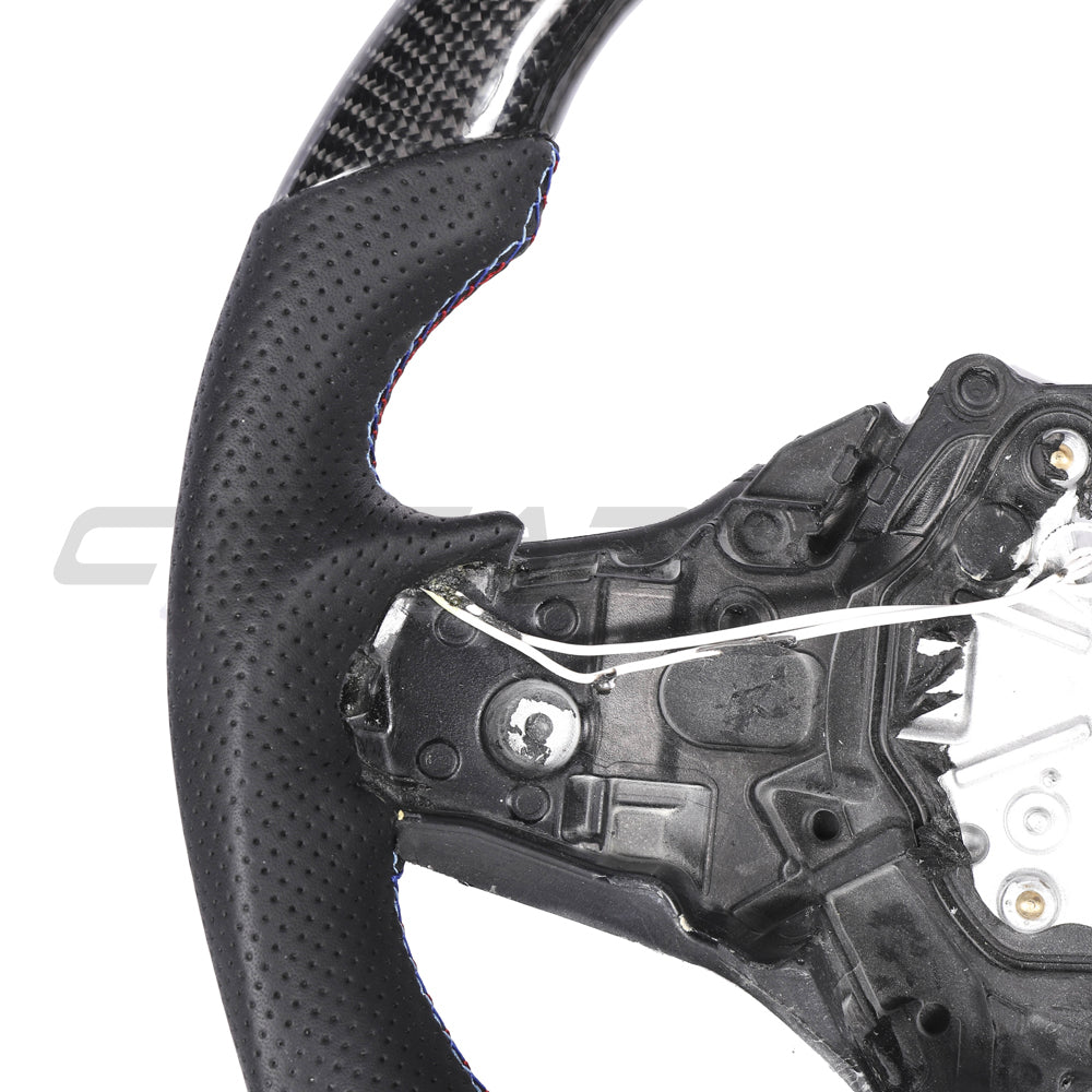 BMW GXX CARBON FIBRE / LEATHER / LED FLAT BOTTOM CUSTOM STEERING WHEEL-Custom Steering Wheels-CT CARBON-CT Carbon - High-quality carbon fiber and gloss black aerodynamic parts for premium sports and luxury vehicles.