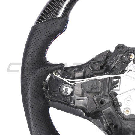 BMW GXX CARBON FIBRE / LEATHER / LED FLAT BOTTOM CUSTOM STEERING WHEEL-Custom Steering Wheels-CT CARBON-CT Carbon - High-quality carbon fiber and gloss black aerodynamic parts for premium sports and luxury vehicles.