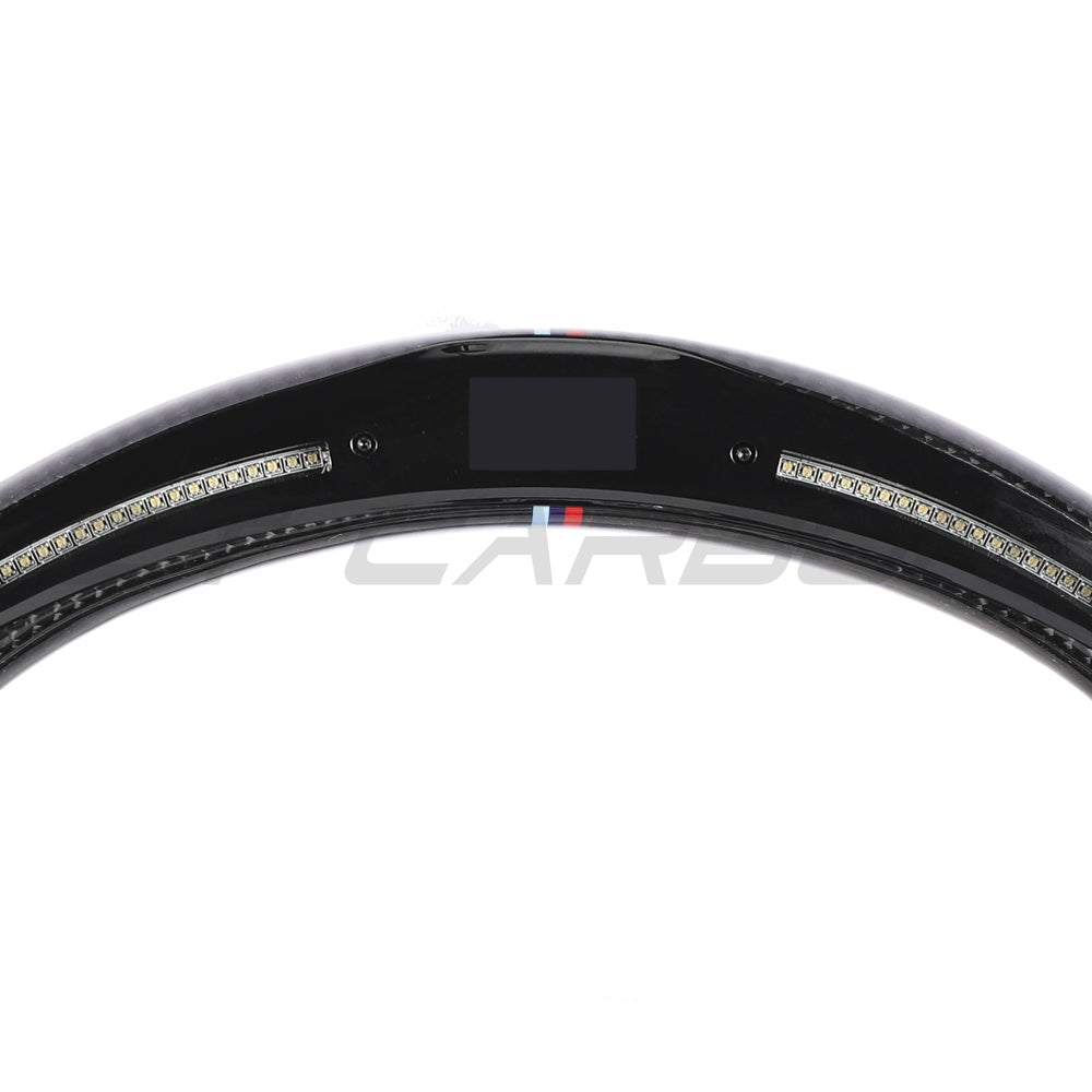 BMW GXX CARBON FIBRE / LEATHER / LED FLAT BOTTOM CUSTOM STEERING WHEEL-Custom Steering Wheels-CT CARBON-CT Carbon - High-quality carbon fiber and gloss black aerodynamic parts for premium sports and luxury vehicles.