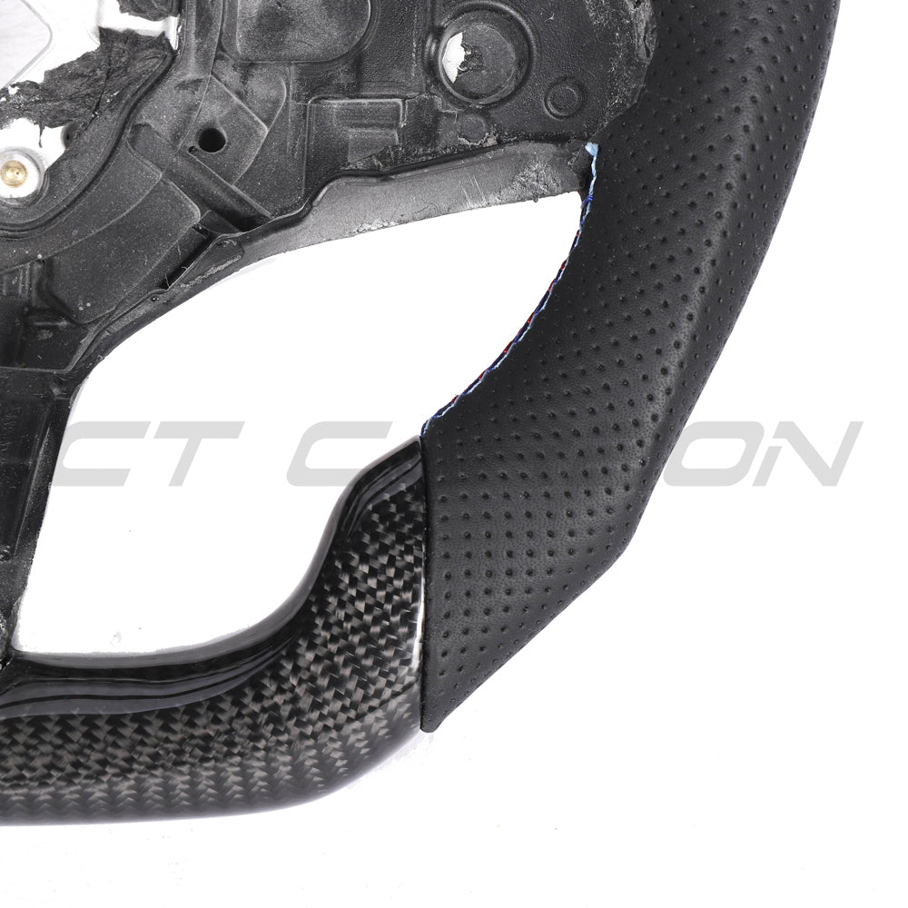 BMW GXX CARBON FIBRE / LEATHER / LED FLAT BOTTOM CUSTOM STEERING WHEEL-Custom Steering Wheels-CT CARBON-CT Carbon - High-quality carbon fiber and gloss black aerodynamic parts for premium sports and luxury vehicles.