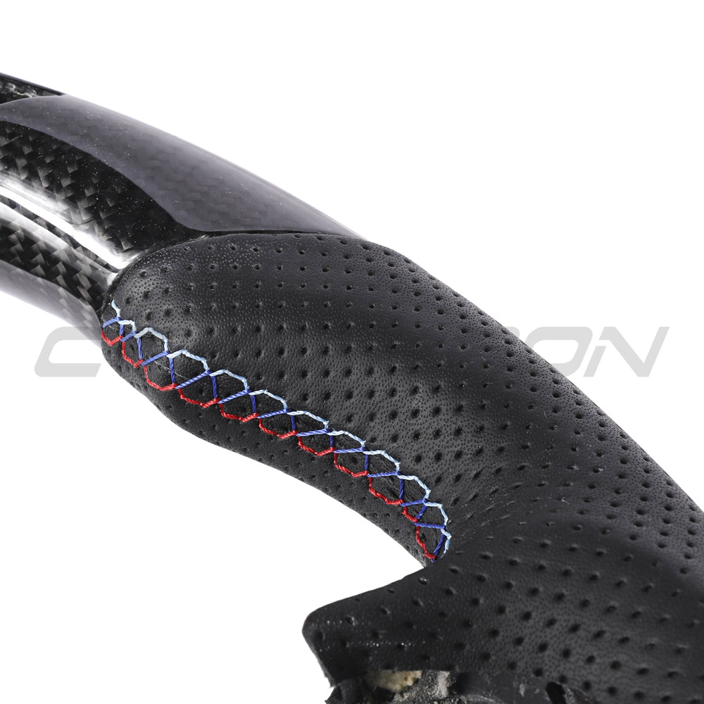 BMW GXX CARBON FIBRE / LEATHER / LED FLAT BOTTOM CUSTOM STEERING WHEEL-Custom Steering Wheels-CT CARBON-CT Carbon - High-quality carbon fiber and gloss black aerodynamic parts for premium sports and luxury vehicles.