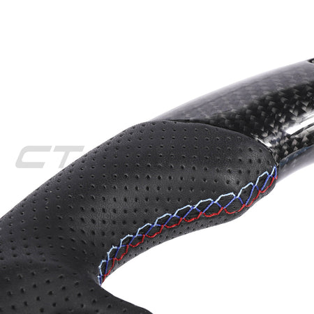 BMW GXX CARBON FIBRE / LEATHER / LED FLAT BOTTOM CUSTOM STEERING WHEEL-Custom Steering Wheels-CT CARBON-CT Carbon - High-quality carbon fiber and gloss black aerodynamic parts for premium sports and luxury vehicles.