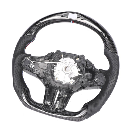 BMW GXX CARBON FIBRE / LEATHER / LED FLAT BOTTOM CUSTOM STEERING WHEEL-Custom Steering Wheels-CT CARBON-CT Carbon - High-quality carbon fiber and gloss black aerodynamic parts for premium sports and luxury vehicles.
