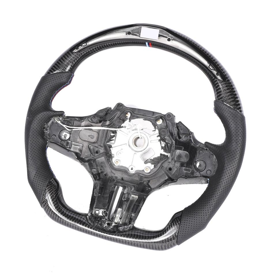 BMW GXX CARBON FIBRE / LEATHER / LED FLAT BOTTOM CUSTOM STEERING WHEEL-Custom Steering Wheels-CT CARBON-CT Carbon - High-quality carbon fiber and gloss black aerodynamic parts for premium sports and luxury vehicles.