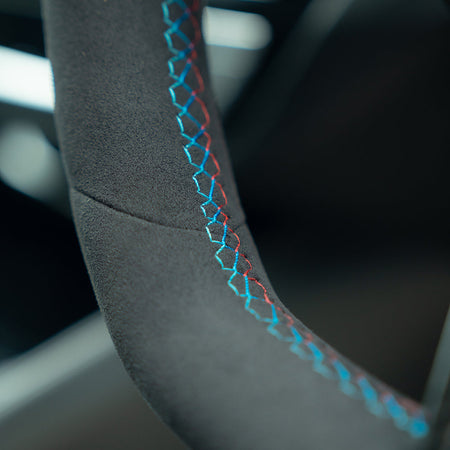 BMW GXX LCI ALCANTARA FLAT BOTTOM CUSTOM STEERING WHEEL-Custom Steering Wheels-CT CARBON-CT Carbon - High-quality carbon fiber and gloss black aerodynamic parts for premium sports and luxury vehicles.