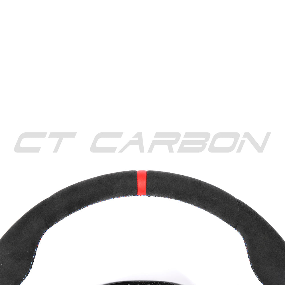 BMW GXX LCI ALCANTARA FLAT BOTTOM CUSTOM STEERING WHEEL-Custom Steering Wheels-CT CARBON-CT Carbon - High-quality carbon fiber and gloss black aerodynamic parts for premium sports and luxury vehicles.