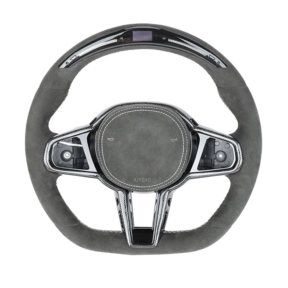 BMW GXX LCI ALCANTARA LED FLAT BOTTOM CUSTOM STEERING WHEEL-Custom Steering Wheels-CT CARBON-CT Carbon - High-quality carbon fiber and gloss black aerodynamic parts for premium sports and luxury vehicles.