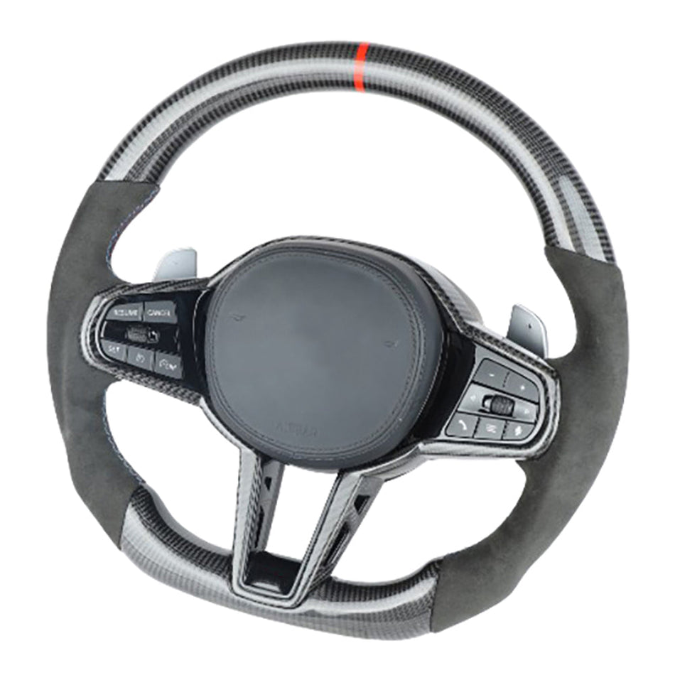 BMW GXX LCI CARBON FIBRE / ALCANTARA FLAT BOTTOM CUSTOM STEERING WHEEL