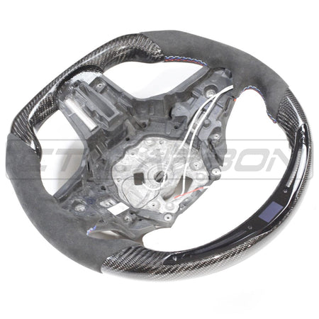 BMW Gxx CARBON FIBRE / ALCANTARA / LED FLAT BOTTOM CUSTOM STEERING WHEEL-Custom Steering Wheels-CT CARBON-CT Carbon - High-quality carbon fiber and gloss black aerodynamic parts for premium sports and luxury vehicles.