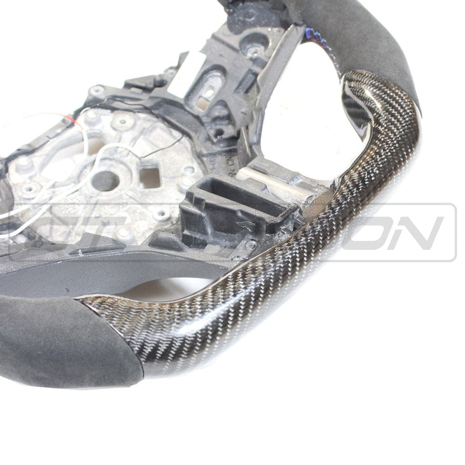 BMW Gxx CARBON FIBRE / ALCANTARA / LED FLAT BOTTOM CUSTOM STEERING WHEEL-Custom Steering Wheels-CT CARBON-CT Carbon - High-quality carbon fiber and gloss black aerodynamic parts for premium sports and luxury vehicles.