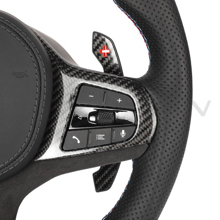 BMW Gxx CARBON FIBRE / LEATHER / FLAT BOTTOM CUSTOM STEERING WHEEL-Custom Steering Wheels-CT CARBON-CT Carbon - High-quality carbon fiber and gloss black aerodynamic parts for premium sports and luxury vehicles.