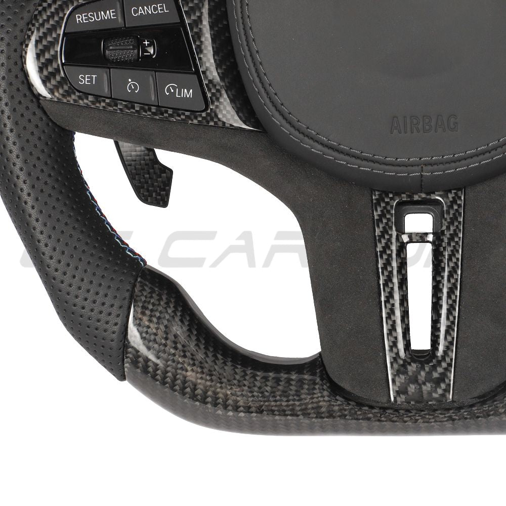 BMW Gxx CARBON FIBRE / LEATHER / FLAT BOTTOM CUSTOM STEERING WHEEL-Custom Steering Wheels-CT CARBON-CT Carbon - High-quality carbon fiber and gloss black aerodynamic parts for premium sports and luxury vehicles.