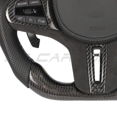 BMW Gxx CARBON FIBRE / LEATHER / FLAT BOTTOM CUSTOM STEERING WHEEL-Custom Steering Wheels-CT CARBON-CT Carbon - High-quality carbon fiber and gloss black aerodynamic parts for premium sports and luxury vehicles.