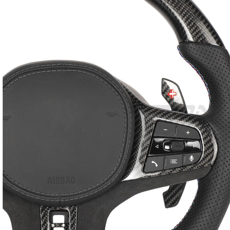 BMW Gxx CARBON FIBRE / LEATHER / FLAT BOTTOM CUSTOM STEERING WHEEL-Custom Steering Wheels-CT CARBON-CT Carbon - High-quality carbon fiber and gloss black aerodynamic parts for premium sports and luxury vehicles.