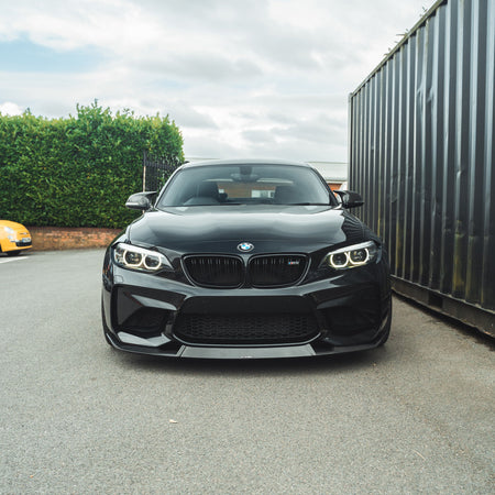 BMW M2 F87 N55(OG) CARBON FIBRE SPLITTER - M4 CS STYLE-Splitter-CT CARBON-CT Carbon - High-quality carbon fiber and gloss black aerodynamic parts for premium sports and luxury vehicles.