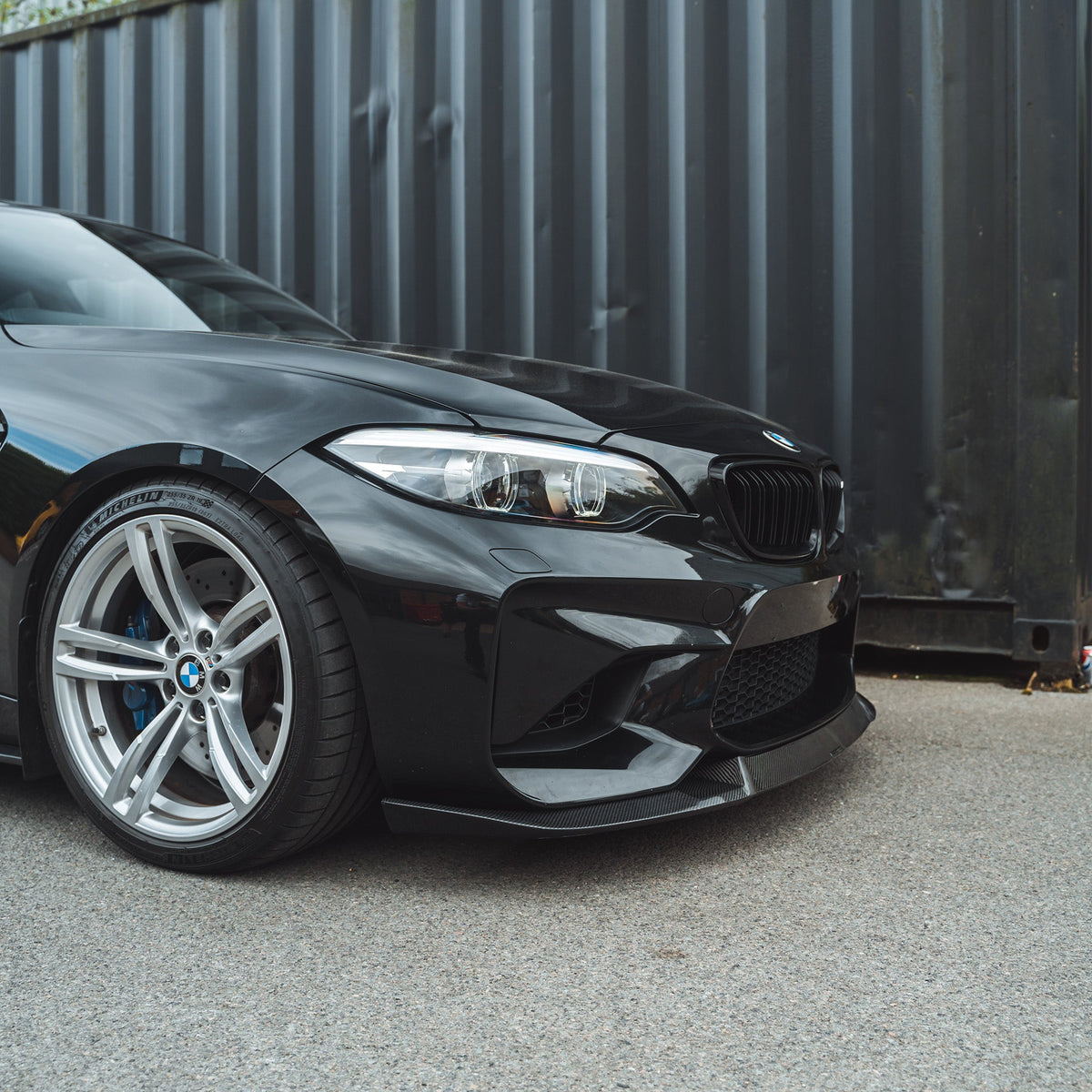BMW M2 F87 N55(OG) CARBON FIBRE SPLITTER - M4 CS STYLE-Splitter-CT CARBON-CT Carbon - High-quality carbon fiber and gloss black aerodynamic parts for premium sports and luxury vehicles.