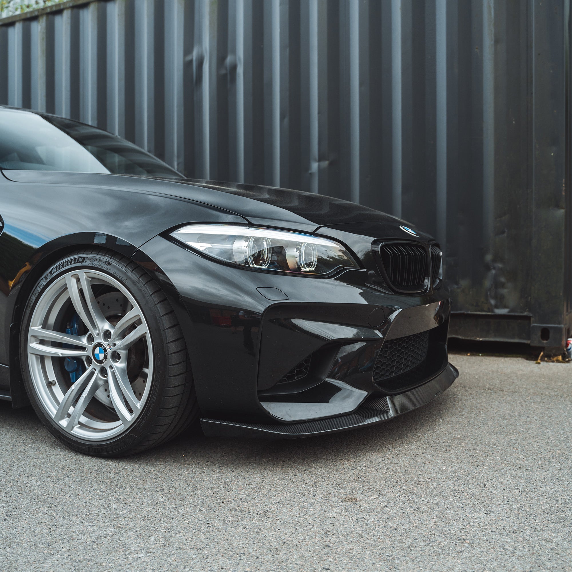 BMW M2 F87 N55(OG) CARBON FIBRE SPLITTER - M4 CS STYLE-Splitter-CT CARBON-CT Carbon - High-quality carbon fiber and gloss black aerodynamic parts for premium sports and luxury vehicles.