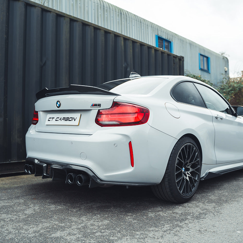BMW M2/M2C F87 AGGRESSIVE CARBON FIBRE DIFFUSER-Diffuser-CT CARBON-CT Carbon - High-quality carbon fiber and gloss black aerodynamic parts for premium sports and luxury vehicles.