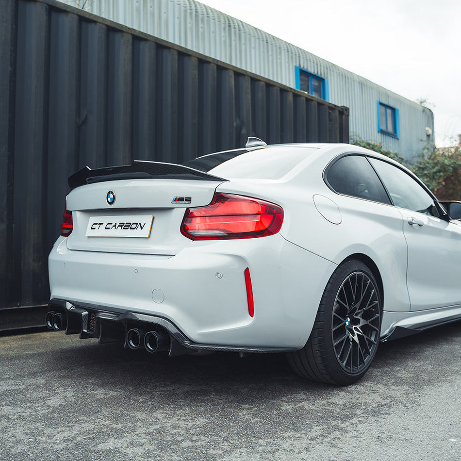 BMW M2/M2C F87 AGGRESSIVE CARBON FIBRE DIFFUSER-Diffuser-CT CARBON-CT Carbon - High-quality carbon fiber and gloss black aerodynamic parts for premium sports and luxury vehicles.