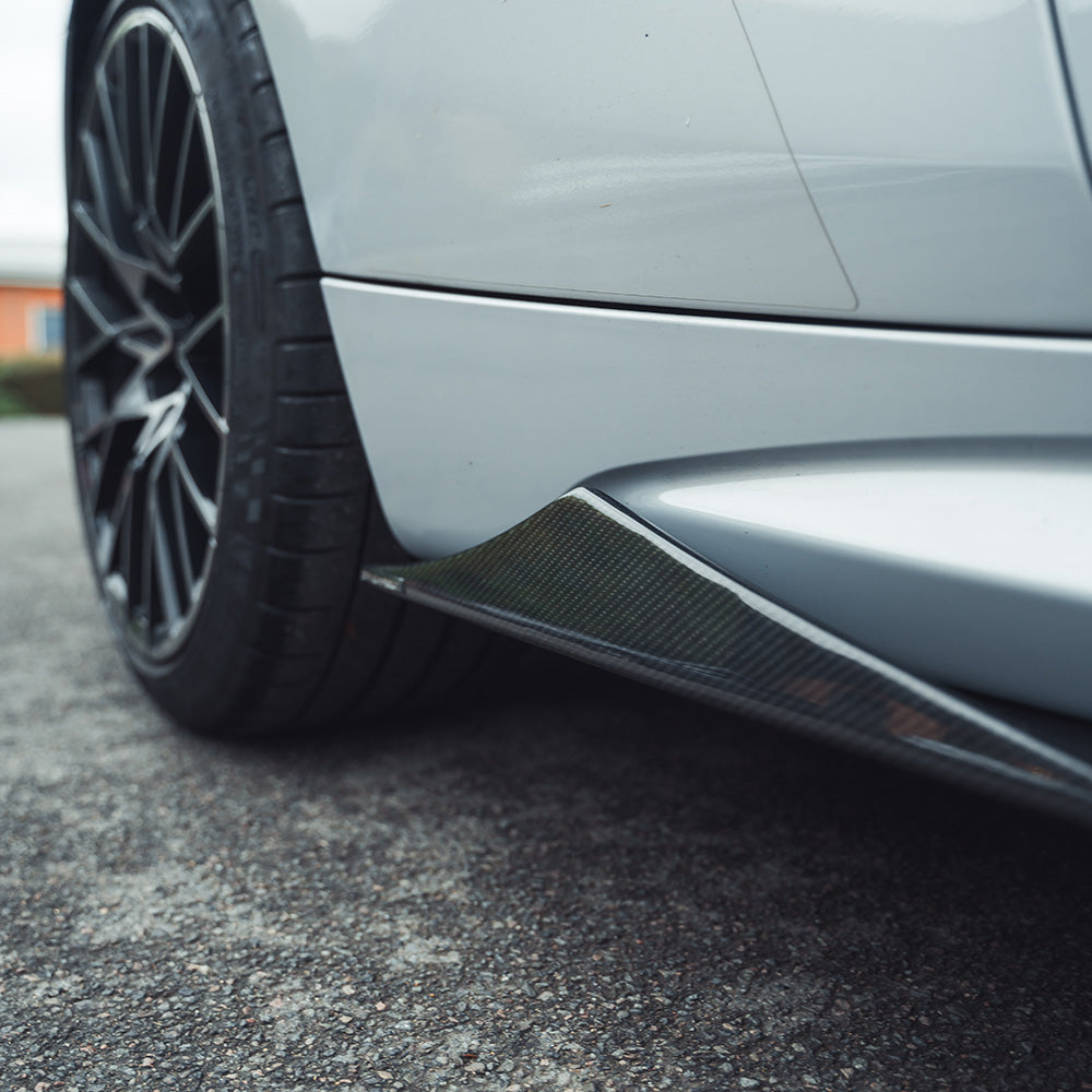 BMW M2/M2C F87 CARBON FIBRE SIDE SKIRTS - MT STYLE-Side Skirts-CT CARBON-CT Carbon - High-quality carbon fiber and gloss black aerodynamic parts for premium sports and luxury vehicles.