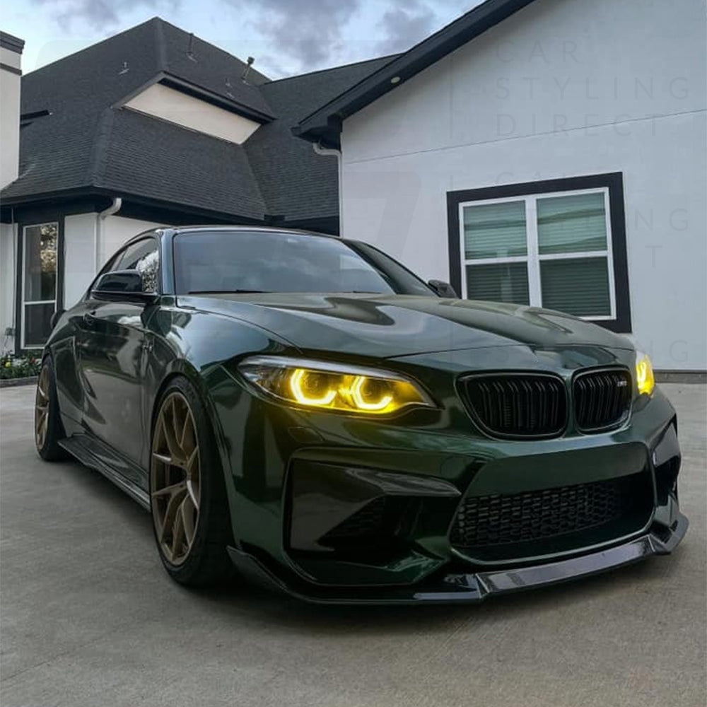 BMW M2/M2C F87 LCI YELLOW ADAPTIVE DRL MODULE SET (2018-2021)-DRL-CT CARBON-CT Carbon - High-quality carbon fiber and gloss black aerodynamic parts for premium sports and luxury vehicles.