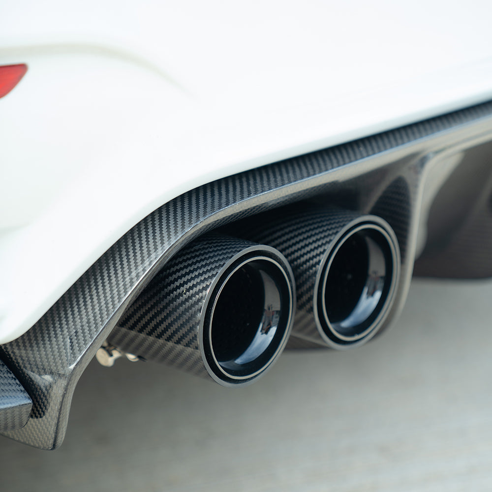 BMW M2/M3/M4/M5 F10/F80/F82/F83/F87 CARBON FIBRE EXHAUST TIPS - BLACK x4-Exhaust Tips-CT CARBON-CT Carbon - High-quality carbon fiber and gloss black aerodynamic parts for premium sports and luxury vehicles.