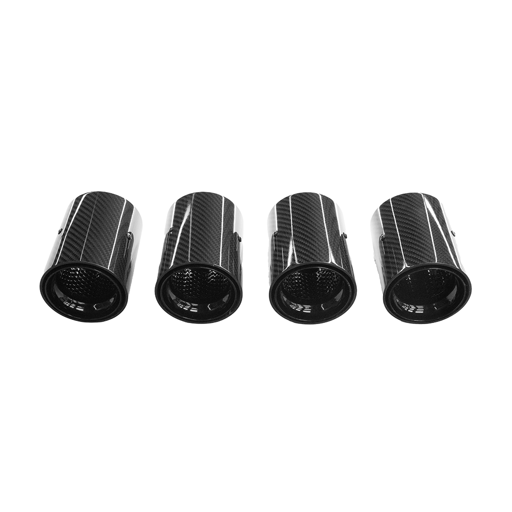 BMW M2/M3/M4/M5 F10/F80/F82/F83/F87 CARBON FIBRE EXHAUST TIPS - BLACK x4-Exhaust Tips-CT CARBON-CT Carbon - High-quality carbon fiber and gloss black aerodynamic parts for premium sports and luxury vehicles.