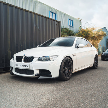 BMW M3 E92/E90 CARBON FRONT CANARD SPLITTERS - MP STYLE-Splitter-CT CARBON-CT Carbon - High-quality carbon fiber and gloss black aerodynamic parts for premium sports and luxury vehicles.