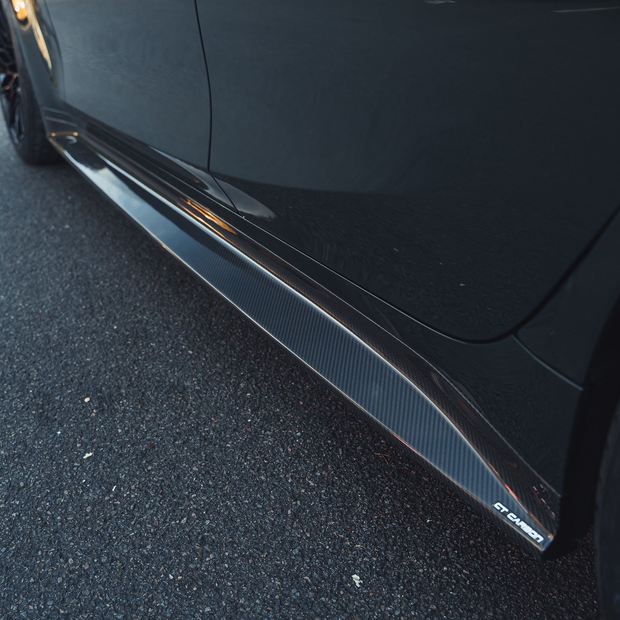 BMW M3 G80/G81 CARBON FIBRE SIDE SKIRT REPLACEMENT - V3-Side Skirts-CT CARBON-CT Carbon - High-quality carbon fiber and gloss black aerodynamic parts for premium sports and luxury vehicles.