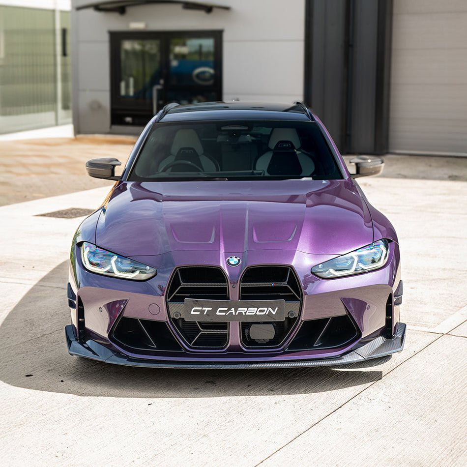 BMW M3 & M4 G80/G81/G82/G83 CARBON FIBRE SPLITTER - CSL STYLE-Splitter-CT CARBON-CT Carbon - High-quality carbon fiber and gloss black aerodynamic parts for premium sports and luxury vehicles.