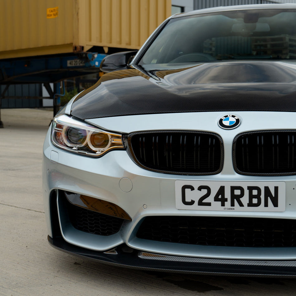 BMW M3/M4 (F80 F82 F83) UPPER FRONT CARBON FIBRE CANARDS-Accessories-CT CARBON-CT Carbon - High-quality carbon fiber and gloss black aerodynamic parts for premium sports and luxury vehicles.