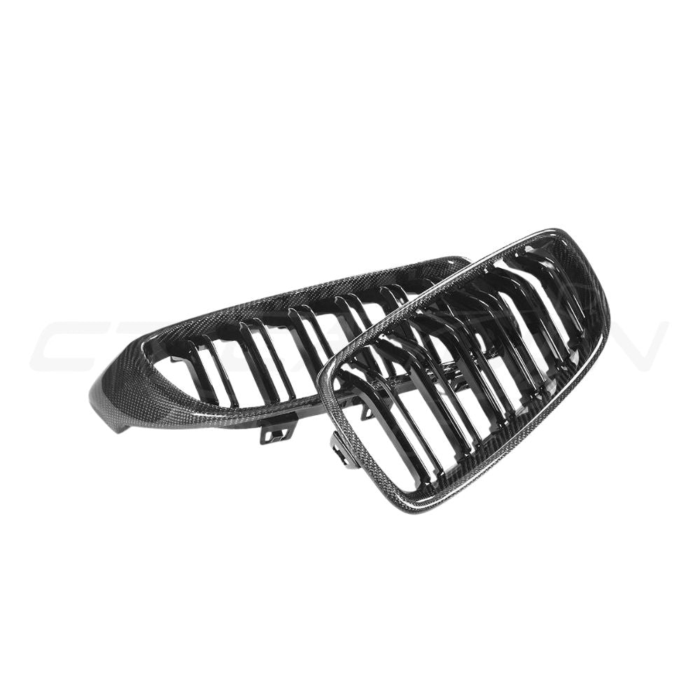 BMW M3/M4 F80/F82/F83 CARBON FIBRE FRONT GRILLES-Grille-CT CARBON-CT Carbon - High-quality carbon fiber and gloss black aerodynamic parts for premium sports and luxury vehicles.