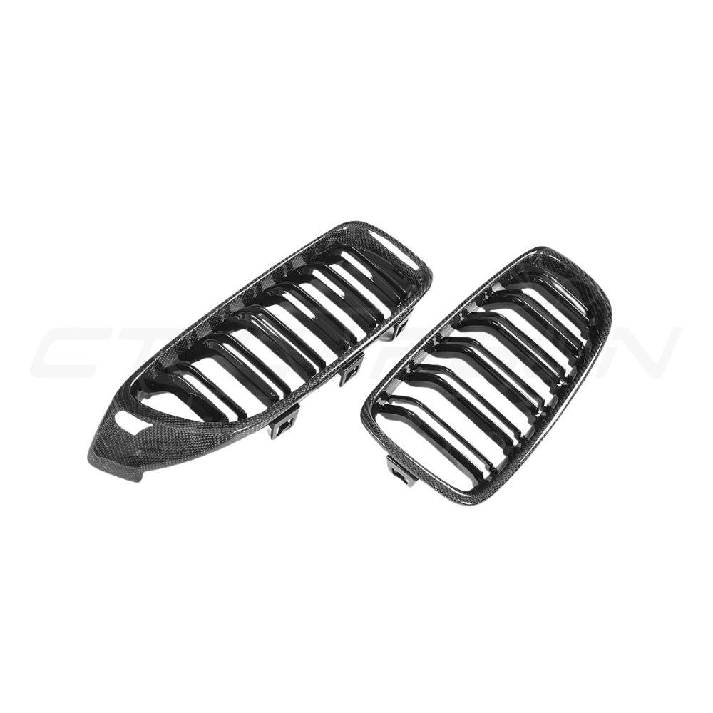 BMW M3/M4 F80/F82/F83 CARBON FIBRE FRONT GRILLES-Grille-CT CARBON-CT Carbon - High-quality carbon fiber and gloss black aerodynamic parts for premium sports and luxury vehicles.