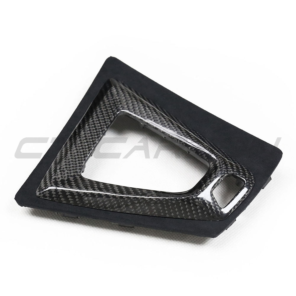BMW M3/M4 F80/F82/F83/F87 ALCANTARA & CARBON SHIFTER SURROUND (LHD)-Accessories-CT CARBON-CT Carbon - High-quality carbon fiber and gloss black aerodynamic parts for premium sports and luxury vehicles.
