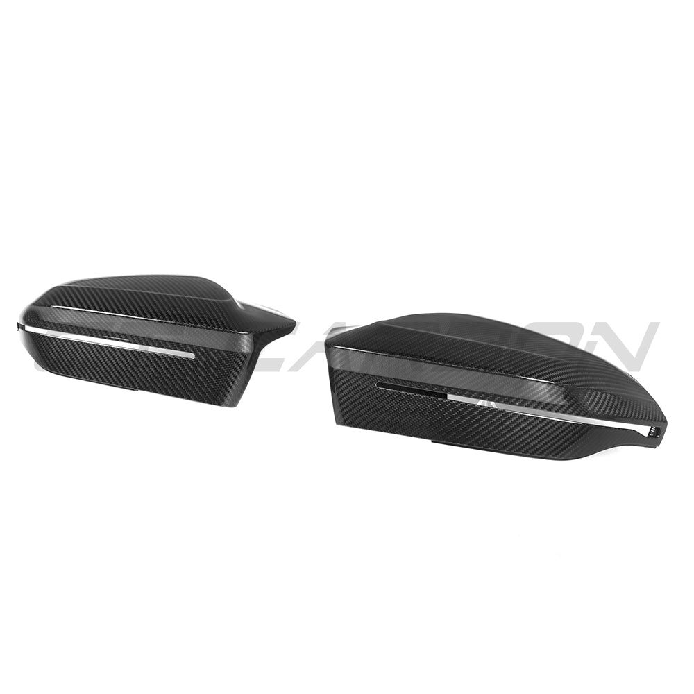 BMW M5 G90, 5 SERIES & i5 M60 G60 PRE-PREG CARBON FIBRE MIRRORS - RHD-Accessories-CT CARBON-CT Carbon - High-quality carbon fiber and gloss black aerodynamic parts for premium sports and luxury vehicles.