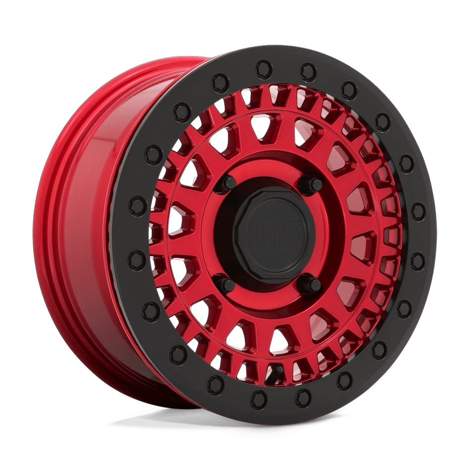 Black Rhino Hard Alloys - UTV PARKER UTV BEADLOCK 14x7 ET36 4x110 Candy Red w/ Black Bead Ring