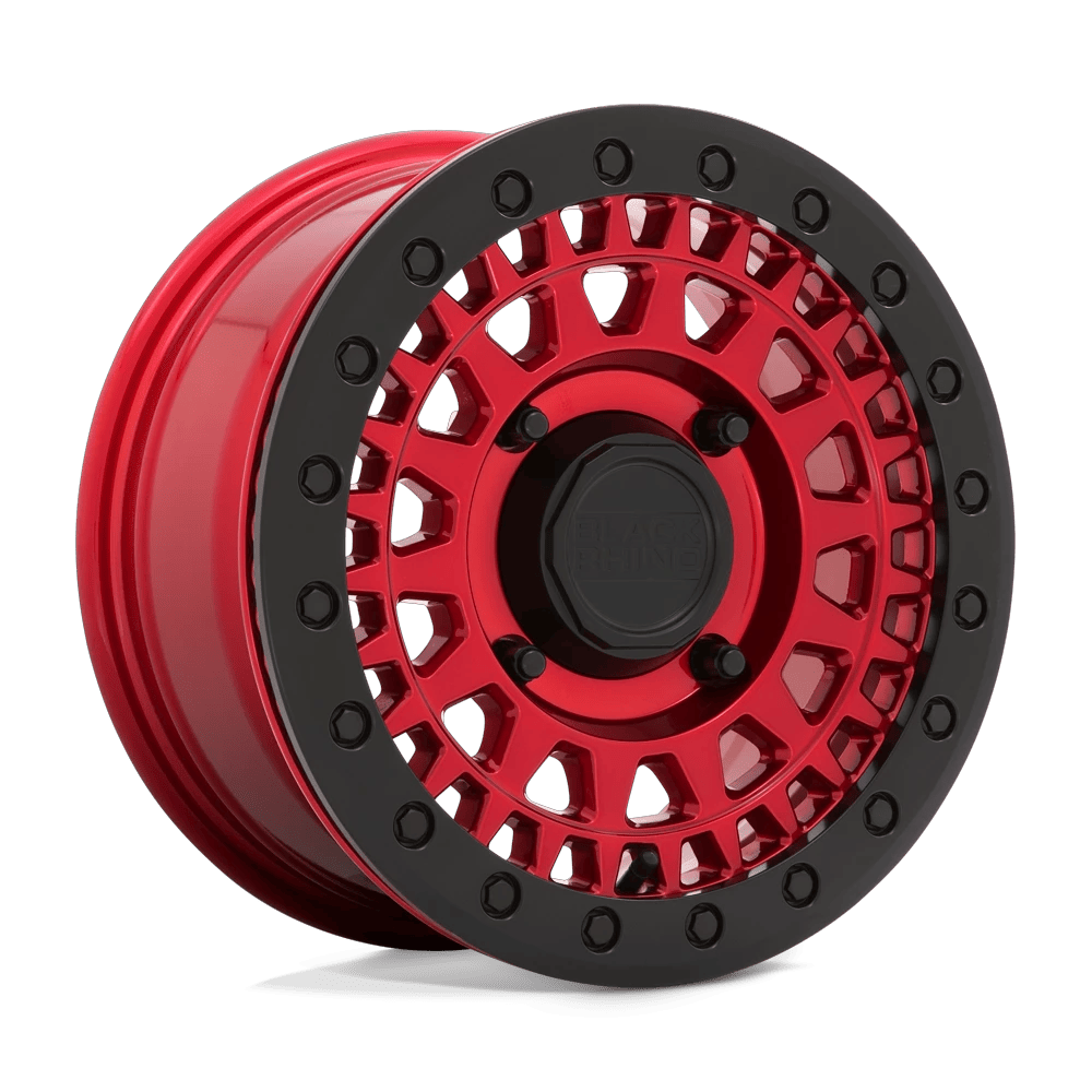 Black Rhino Hard Alloys - UTV PARKER UTV BEADLOCK 14x7 ET51 4x156 Candy Red w/ Black Bead Ring