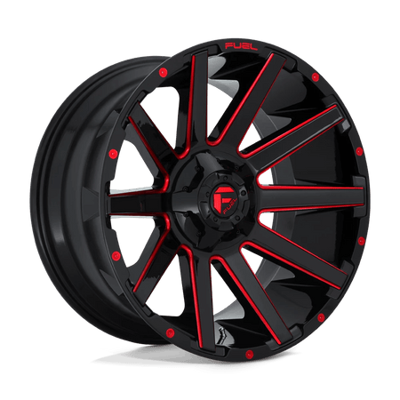 Fuel 1PC D643 CONTRA 20x10 ET-18 8x165.1 Gloss Black w/ Red Tint