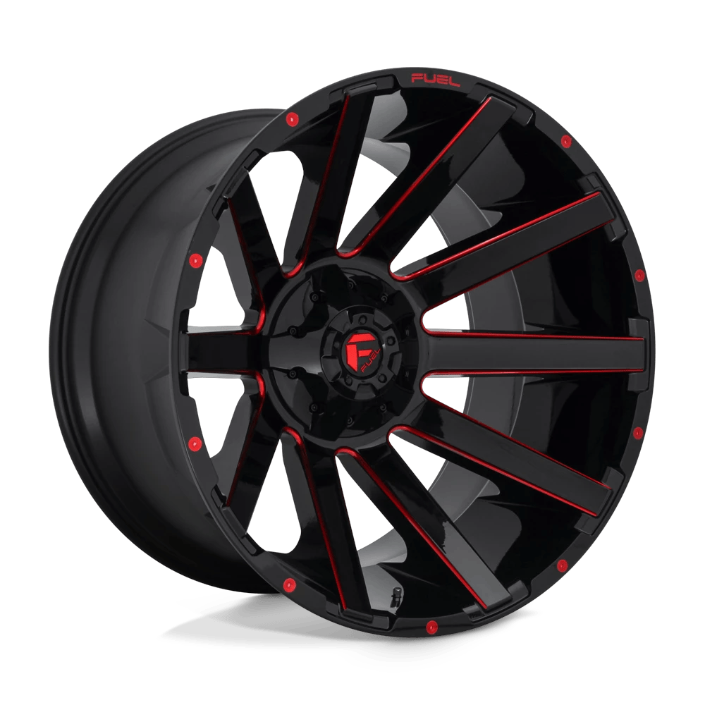 Fuel 1PC D643 CONTRA 24x14 ET-75 8x180 Gloss Black w/ Red Tint