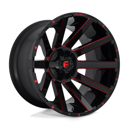 Fuel 1PC D643 CONTRA 24x14 ET-75 8x180 Gloss Black w/ Red Tint