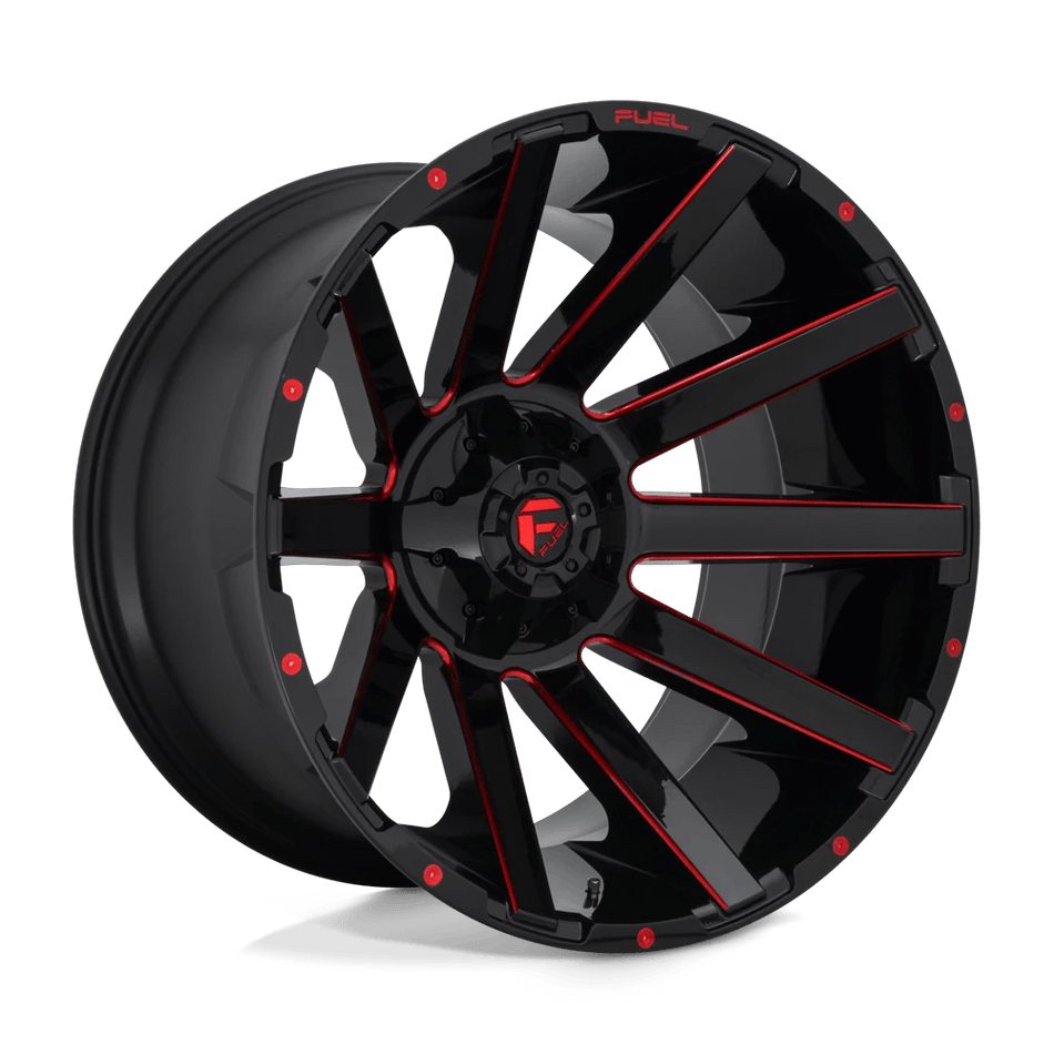 Fuel 1PC D643 CONTRA 24x14 ET-75 8x180 Gloss Black w/ Red Tint