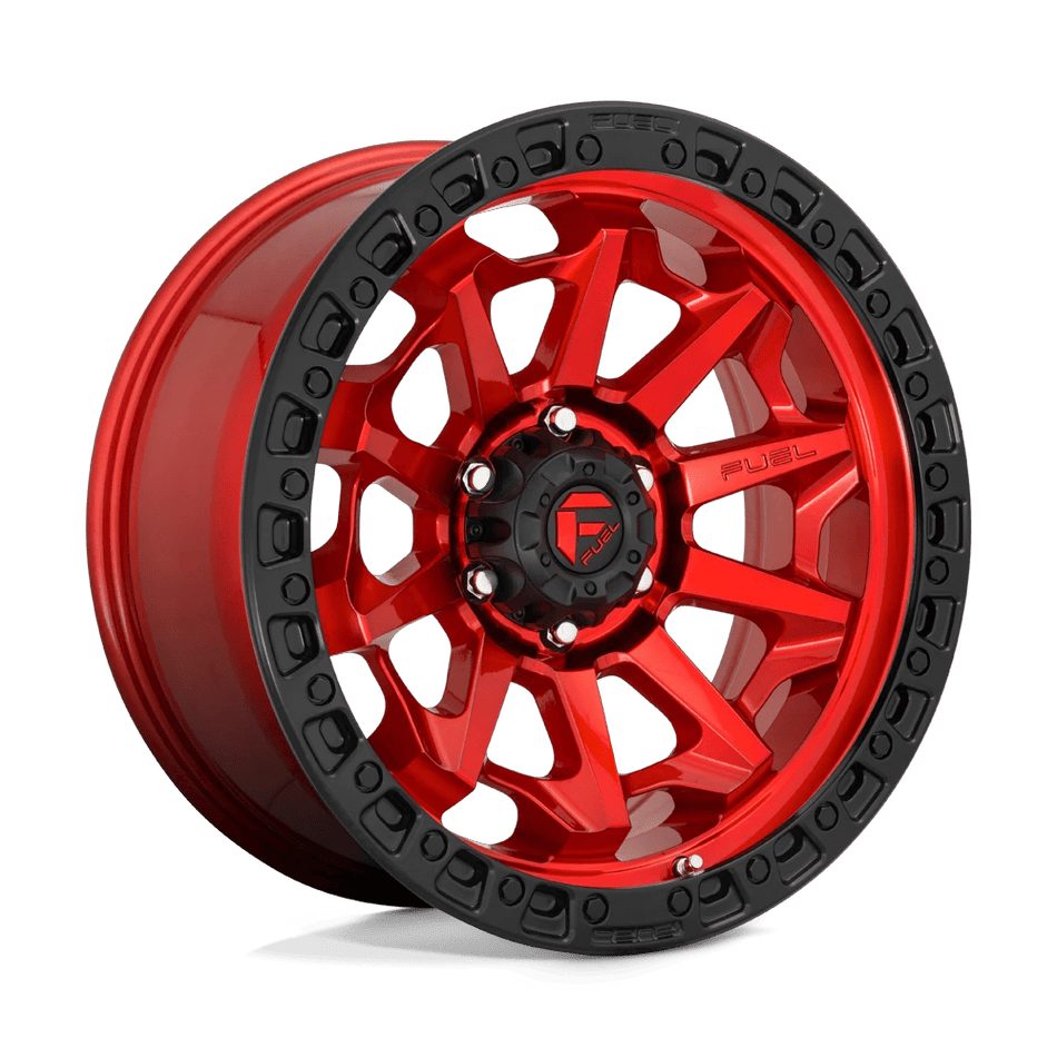 Fuel 1PC D695 COVERT 20x9 ET20 5x139.7 Candy Red w/ Black Bead Ring