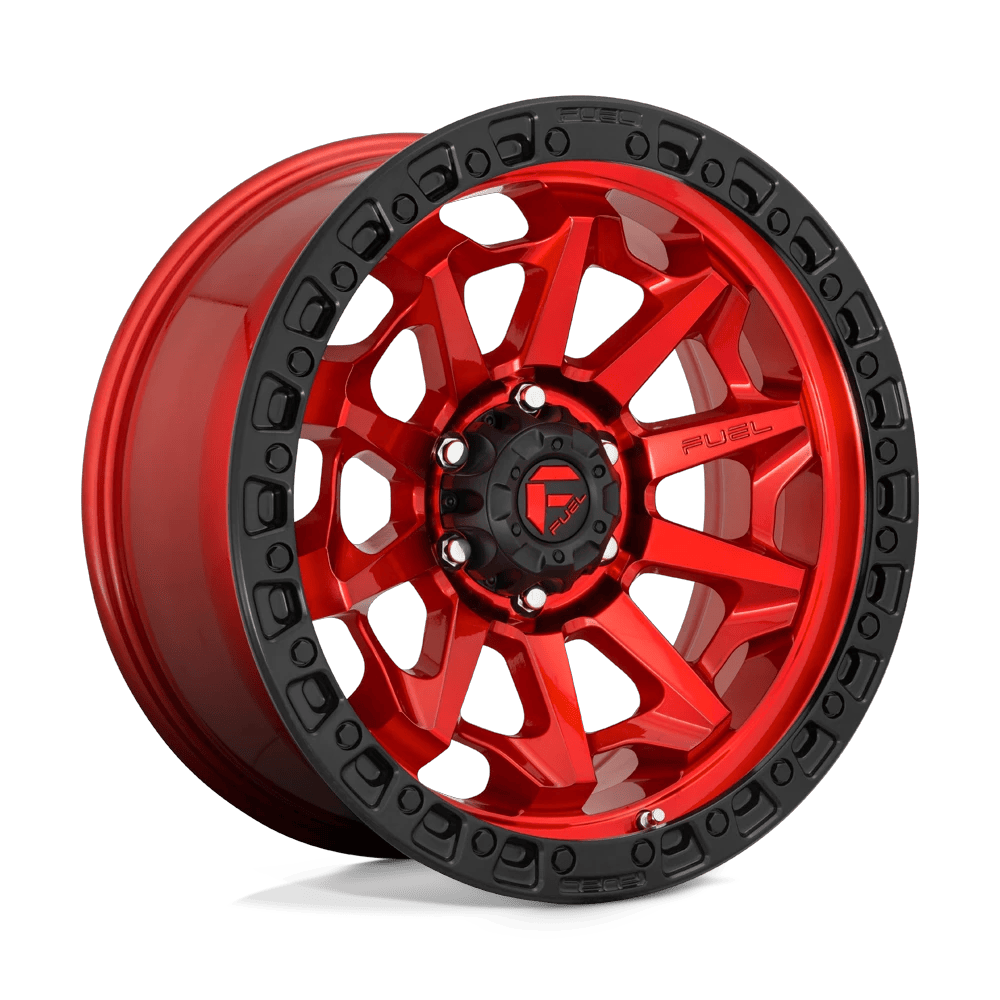 Fuel 1PC D695 COVERT 18x9 ET1 6x139.7 Candy Red w/ Black Bead Ring