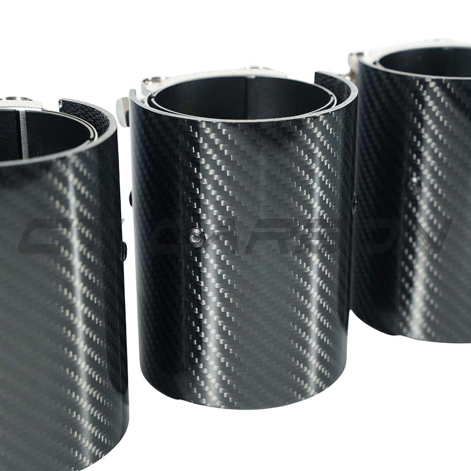 BMW M2/M3/M4/M5 F10/F80/F82/F83/F87 CARBON FIBRE EXHAUST TIPS - BLACK x4