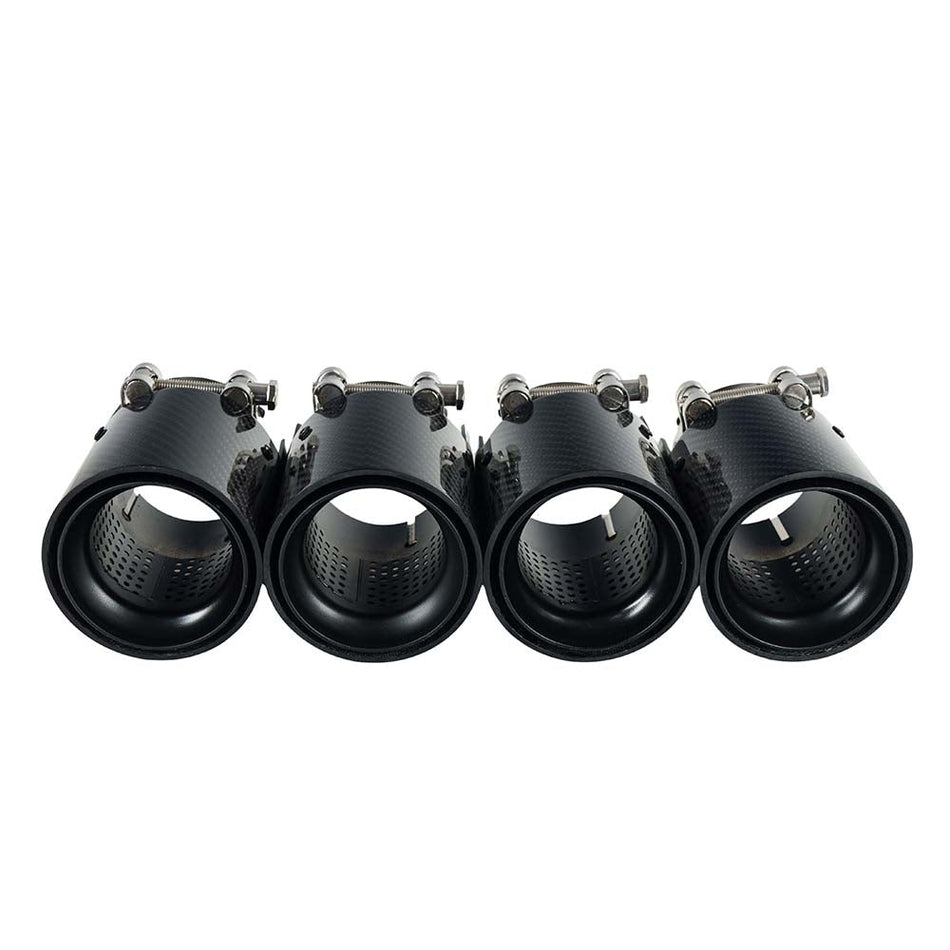 BMW M2/M3/M4/M5 F10/F80/F82/F83/F87 CARBON FIBRE EXHAUST TIPS - BLACK x4