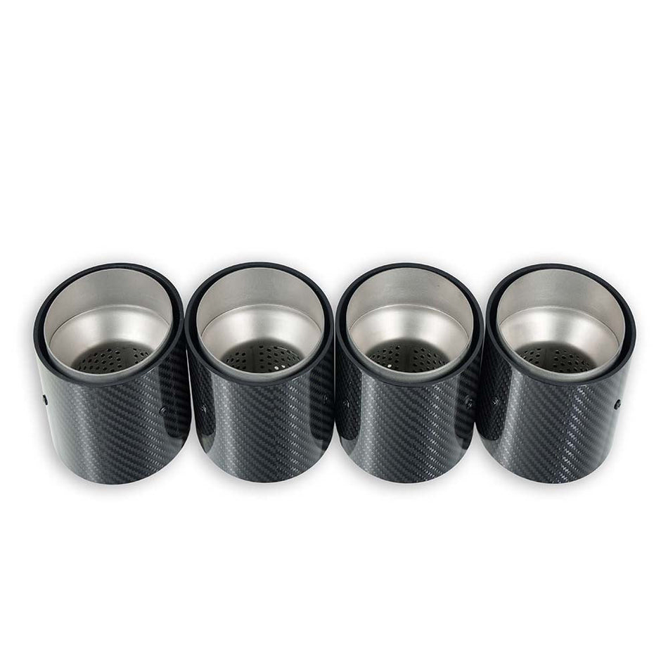 BMW M2, M3, M4 G87/G80/G81/G82/G83 CARBON EXHAUST TIPS - CHROME SLASH CUT (SET OF 4)