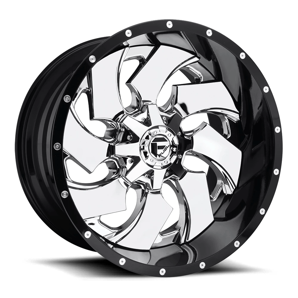 Fuel 2PC D240 CLEAVER 20x10 ET-19 8x165.1 Chrome w/ Gloss Black Lip