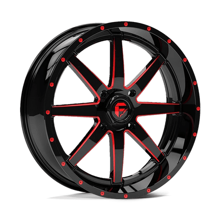 Fuel UTV D650 MAVERICK UTV 20x7 ET13 4x156 Gloss Black Milled w/ Red Tint