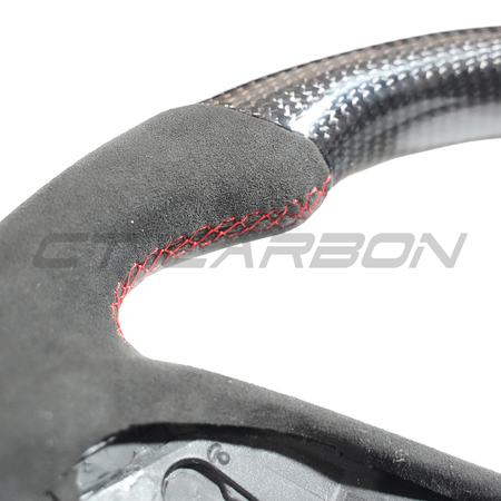 AUDI B9 & 8V 2016-2024 CARBON FIBRE / ALCANTARA FLAT BOTTOM CUSTOM STEERING WHEEL-Custom Steering Wheels-CT CARBON-CT Carbon - High-quality carbon fiber and gloss black aerodynamic parts for premium sports and luxury vehicles.